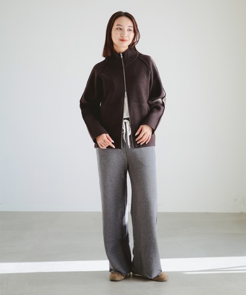 B:MING by BEAMS(ビーミングバイビームス)の「スタンドカラー ニット ジップ ブルゾン(ニット/セーター・レディース・ベージュ/ダークブラウン/グレー・ONE SIZE)」の7枚目の写真