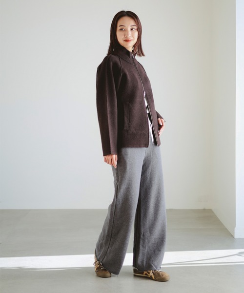 B:MING by BEAMS(ビーミングバイビームス)の「スタンドカラー ニット ジップ ブルゾン(ニット/セーター・レディース・ベージュ/ダークブラウン/グレー・ONE SIZE)」の8枚目の写真