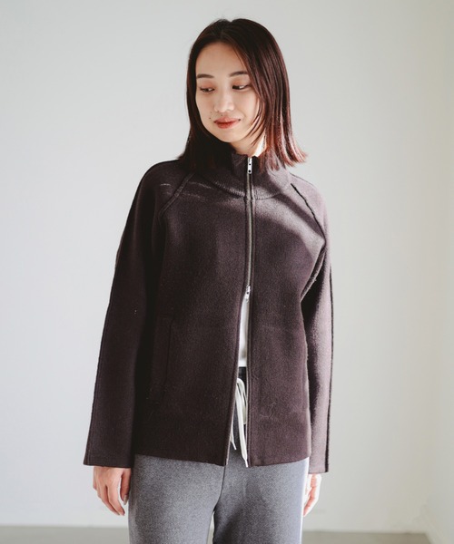 B:MING by BEAMS(ビーミングバイビームス)の「スタンドカラー ニット ジップ ブルゾン(ニット/セーター・レディース・ベージュ/ダークブラウン/グレー・ONE SIZE)」の9枚目の写真