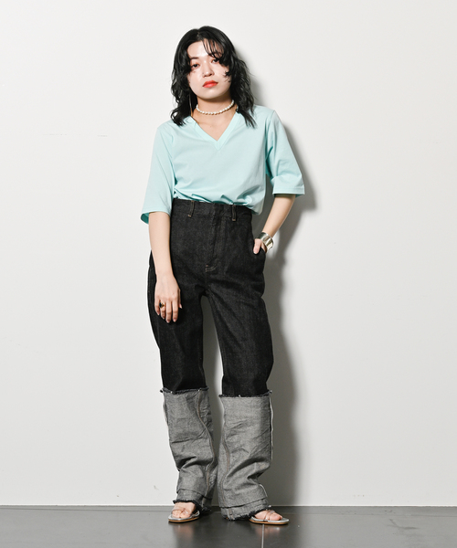 LIVINGTONE（リヴィントーン）の「LIVINGTONE DOLK Straight loose LT-DOLK5-08：デニムパンツ（デニムパンツ・レディース・ブラック・36/34）」の3枚目の写真