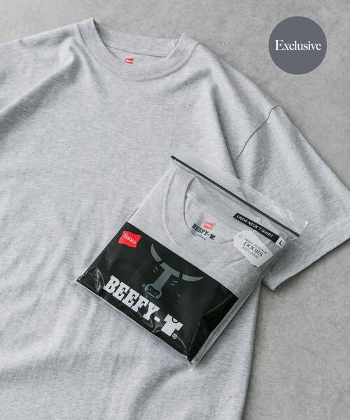 HANES（ヘインズ）の「『別注』Hanes×DOORS　BEEFY-T DOORS FIT Short-Sleeve（Tシャツ/カットソー・メンズ・ネイビー/ダークグレー/ブラック/グレー/ホワイト・MEDIUM/XX-LARGE/X-LARGE/LARGE）」の4枚目の写真
