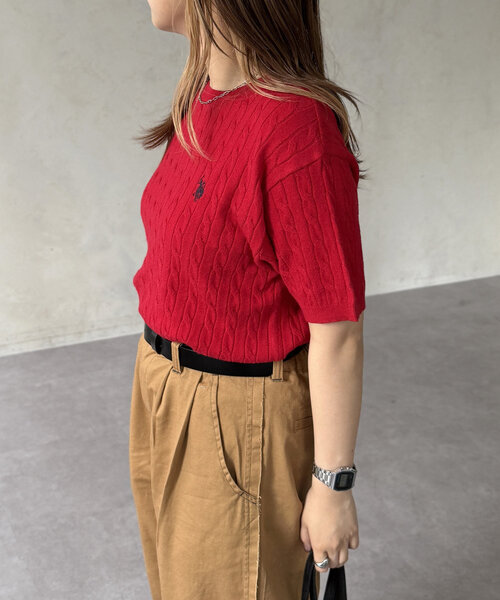 むくむくぷー です★美品★ピマコットン半袖ケーブルニット IMG_6031_ad6576e1-f5a7-4975-