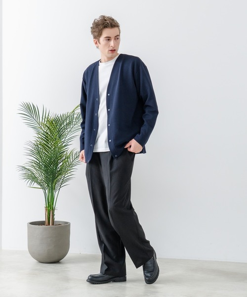 Blue Standard （ブルースタンダード）の「【Blue Standard:ブルースタンダード】ドライリップル ボタンカーディガン 吸水速乾 ストレッチ イージーケア さらさら快適（カーディガン/ボレロ・メンズ・ブラック/ライトグレー/ネイビー・MEDIUM/LARGE/X-LARGE）」の12枚目の写真