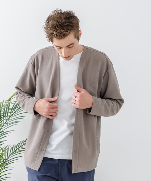 Blue Standard （ブルースタンダード）の「【Blue Standard:ブルースタンダード】ドライリップル ボタンカーディガン 吸水速乾 ストレッチ イージーケア さらさら快適（カーディガン/ボレロ・メンズ・ブラック/ライトグレー/ネイビー・MEDIUM/LARGE/X-LARGE）」の9枚目の写真