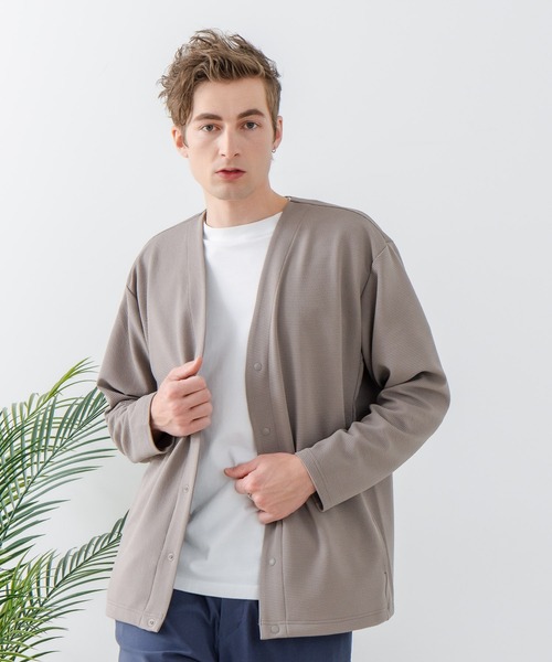 Blue Standard （ブルースタンダード）の「【Blue Standard:ブルースタンダード】ドライリップル ボタンカーディガン 吸水速乾 ストレッチ イージーケア さらさら快適（カーディガン/ボレロ・メンズ・ブラック/ライトグレー/ネイビー・MEDIUM/LARGE/X-LARGE）」の10枚目の写真