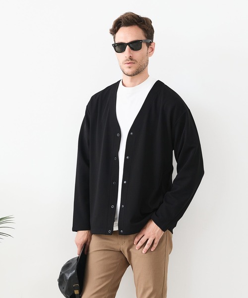 Blue Standard （ブルースタンダード）の「【Blue Standard:ブルースタンダード】ドライリップル ボタンカーディガン 吸水速乾 ストレッチ イージーケア さらさら快適（カーディガン/ボレロ・メンズ・ブラック/ライトグレー/ネイビー・MEDIUM/LARGE/X-LARGE）」の22枚目の写真