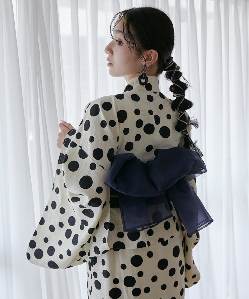 Neina（ネイナ）の「【浴衣】ドット柄ワンピース浴衣セット（上衣＋ワンピース＋帯） 〔Neina〕（浴衣・レディース・ホワイト系/ブラック系・FREE）」の22枚目の写真