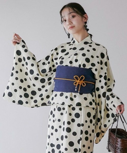 Neina（ネイナ）の「【浴衣】ドット柄ワンピース浴衣セット（上衣＋ワンピース＋帯） 〔Neina〕（浴衣・レディース・ホワイト系/ブラック系・FREE）」の21枚目の写真