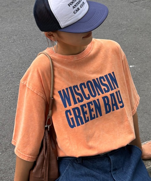 CIAOPANIC TYPY(チャオパニックティピー)の「【UNISEX】アシッドウォッシュ加工ロゴTEE(Tシャツ/カットソー・レディース・ブラック/ネイビー/ライトグレー/レッド/オレンジ/グリーン・MEDIUM/LARGE)」の1枚目の写真