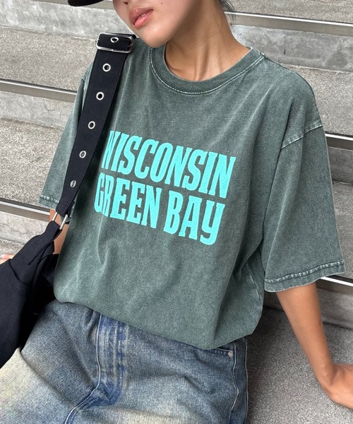 CIAOPANIC TYPY(チャオパニックティピー)の「【UNISEX】アシッドウォッシュ加工ロゴTEE(Tシャツ/カットソー・レディース・ブラック/ネイビー/ライトグレー/レッド/オレンジ/グリーン・MEDIUM/LARGE)」の4枚目の写真