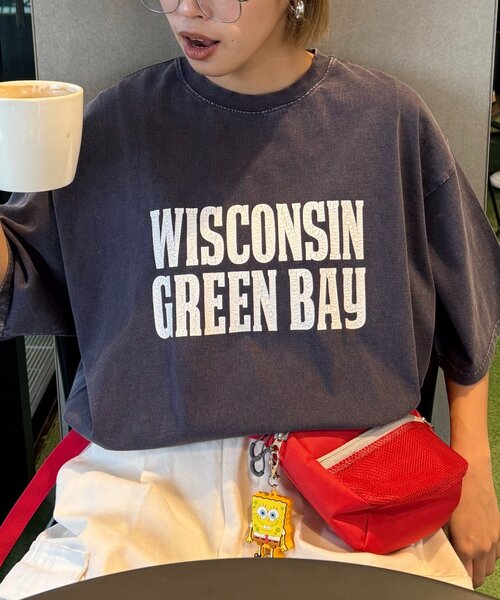 CIAOPANIC TYPY(チャオパニックティピー)の「【UNISEX】アシッドウォッシュ加工ロゴTEE(Tシャツ/カットソー・レディース・ブラック/ネイビー/ライトグレー/レッド/オレンジ/グリーン・MEDIUM/LARGE)」の7枚目の写真