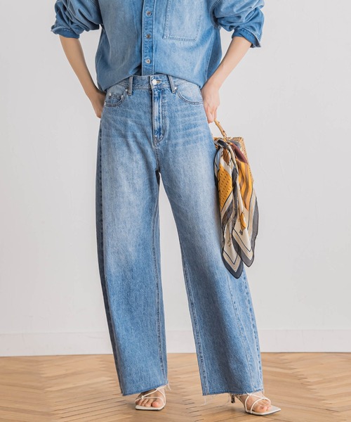 Droite lautreamont(ドロワットロートレアモン)の「カーブデニムパンツ≪洗濯機で洗える≫(デニムパンツ・レディース・ブルー・M)」の1枚目の写真