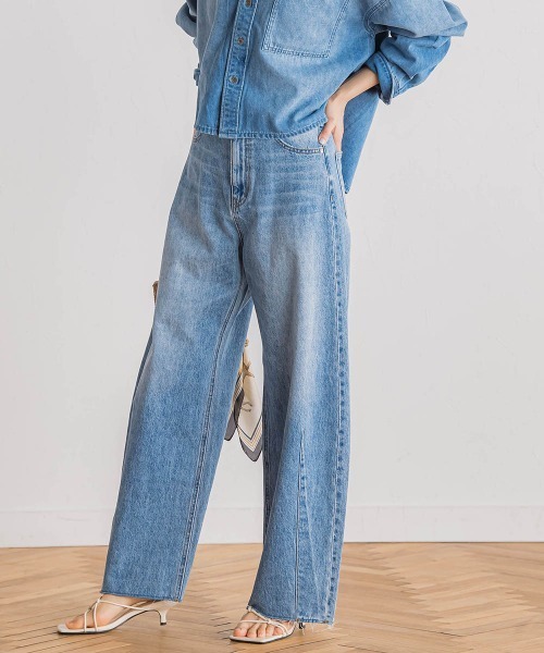 Droite lautreamont(ドロワットロートレアモン)の「カーブデニムパンツ≪洗濯機で洗える≫(デニムパンツ・レディース・ブルー・M)」の5枚目の写真