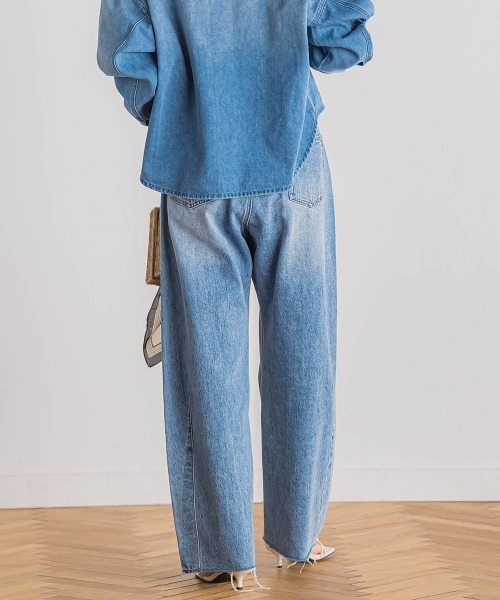 Droite lautreamont(ドロワットロートレアモン)の「カーブデニムパンツ≪洗濯機で洗える≫(デニムパンツ・レディース・ブルー・M)」の6枚目の写真