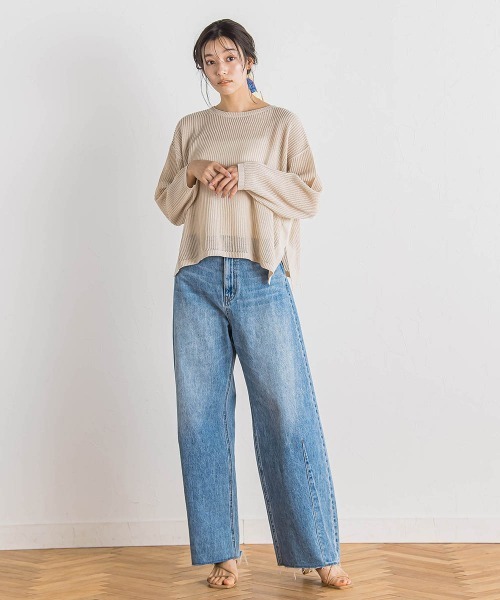 Droite lautreamont(ドロワットロートレアモン)の「カーブデニムパンツ≪洗濯機で洗える≫(デニムパンツ・レディース・ブルー・M)」の14枚目の写真