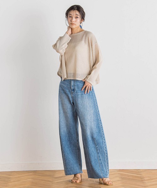 Droite lautreamont(ドロワットロートレアモン)の「カーブデニムパンツ≪洗濯機で洗える≫(デニムパンツ・レディース・ブルー・M)」の12枚目の写真