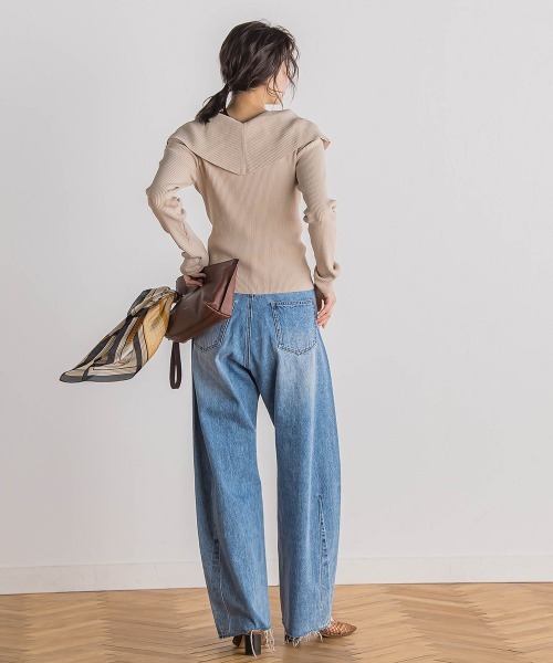 Droite lautreamont(ドロワットロートレアモン)の「カーブデニムパンツ≪洗濯機で洗える≫(デニムパンツ・レディース・ブルー・M)」の8枚目の写真