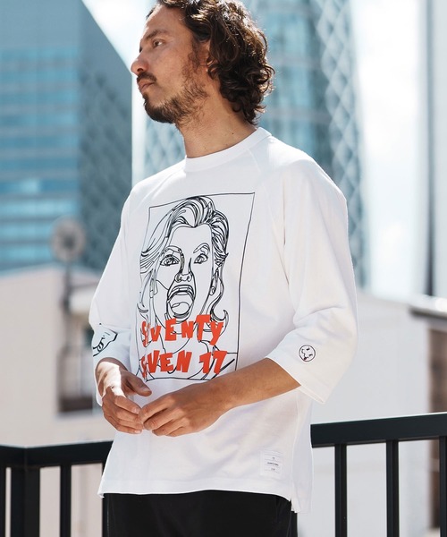 seventy seven（セブンティセブン）の「mlt5169-middle onz  3-4 sleeve t-shirts (77LADY)　七分袖Tシャツ（Tシャツ/カットソー・メンズ・ネイビー/ホワイト/ブラック・S/M/L/XL）」の4枚目の写真