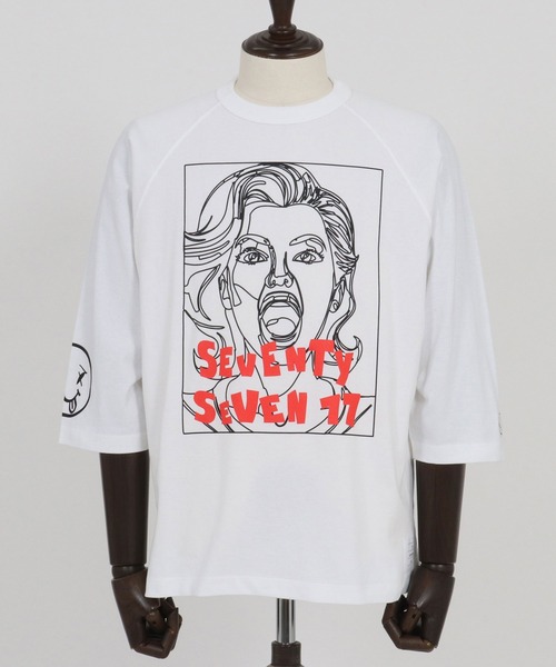 seventy seven（セブンティセブン）の「mlt5169-middle onz  3-4 sleeve t-shirts (77LADY)　七分袖Tシャツ（Tシャツ/カットソー・メンズ・ネイビー/ホワイト/ブラック・S/M/L/XL）」の18枚目の写真