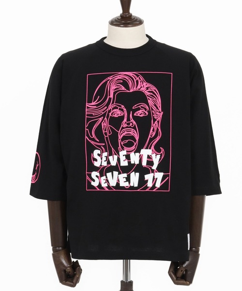 seventy seven（セブンティセブン）の「mlt5169-middle onz  3-4 sleeve t-shirts (77LADY)　七分袖Tシャツ（Tシャツ/カットソー・メンズ・ネイビー/ホワイト/ブラック・S/M/L/XL）」の19枚目の写真
