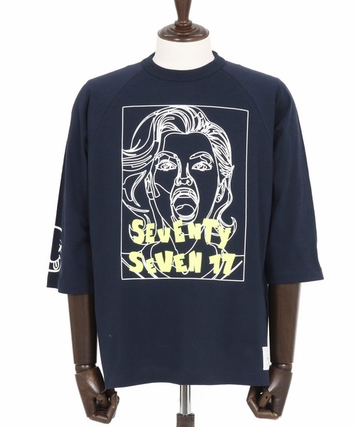 seventy seven（セブンティセブン）の「mlt5169-middle onz  3-4 sleeve t-shirts (77LADY)　七分袖Tシャツ（Tシャツ/カットソー・メンズ・ネイビー/ホワイト/ブラック・S/M/L/XL）」の20枚目の写真