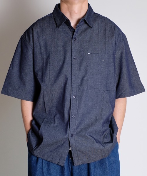 R.(rehacer)(アールドット(レアセル))の「R. : Wide Loose Light oz Denim S/S Shirt(シャツ/ブラウス・メンズ・インディゴブルー・MEDIUM/LARGE/X-LARGE)」の9枚目の写真