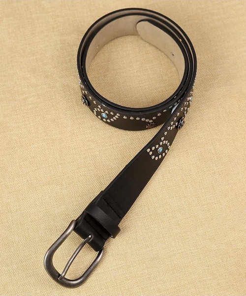WESTSEA（ウエストシー）の「スタッズ バラモチーフ 個性派ベルト（ベルト・メンズ・ブラック・FREE）」の4枚目の写真