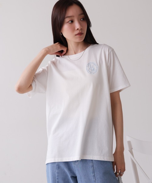 Bab(バブ)の「バックロゴ刺繍半袖Tシャツ(Tシャツ/カットソー・レディース・イエロー/ピンク/オフホワイト/ブラック・M)」の5枚目の写真