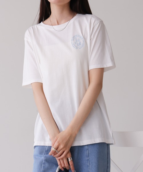 Bab(バブ)の「バックロゴ刺繍半袖Tシャツ(Tシャツ/カットソー・レディース・イエロー/ピンク/オフホワイト/ブラック・M)」の7枚目の写真