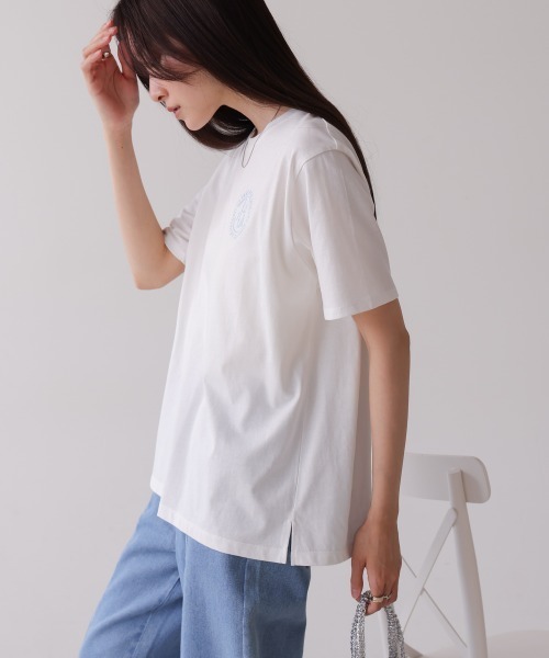 Bab(バブ)の「バックロゴ刺繍半袖Tシャツ(Tシャツ/カットソー・レディース・イエロー/ピンク/オフホワイト/ブラック・M)」の9枚目の写真
