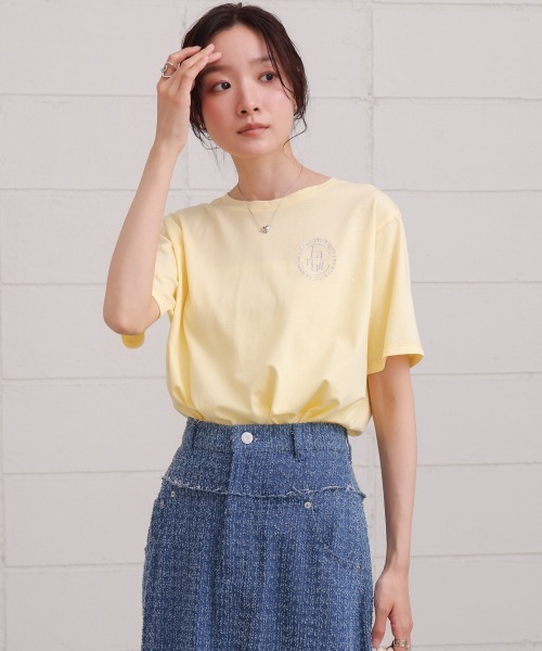 Bab(バブ)の「バックロゴ刺繍半袖Tシャツ(Tシャツ/カットソー・レディース・イエロー/ピンク/オフホワイト/ブラック・M)」の15枚目の写真