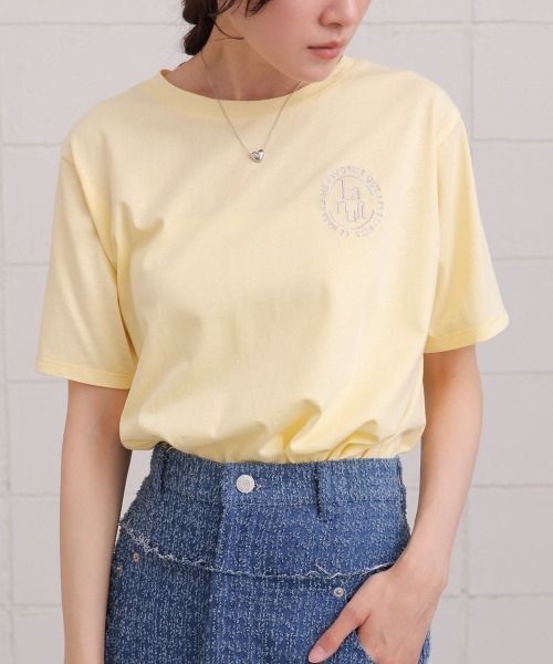 Bab(バブ)の「バックロゴ刺繍半袖Tシャツ(Tシャツ/カットソー・レディース・イエロー/ピンク/オフホワイト/ブラック・M)」の17枚目の写真