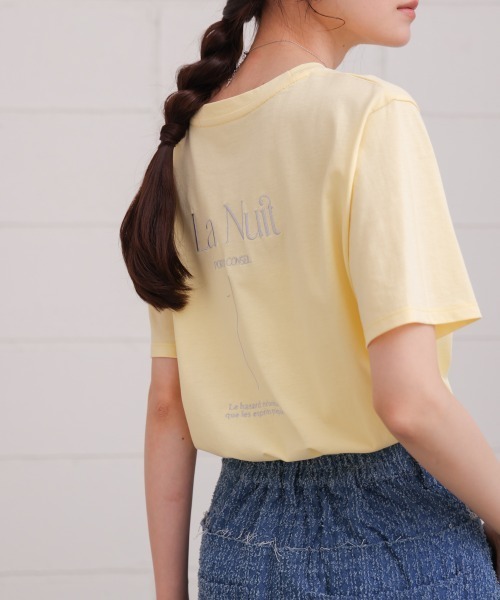 Bab(バブ)の「バックロゴ刺繍半袖Tシャツ(Tシャツ/カットソー・レディース・イエロー/ピンク/オフホワイト/ブラック・M)」の20枚目の写真