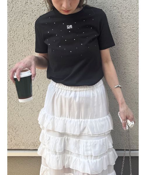 FURFUR(ファーファー)の「【WEB限定】ビジュー付きロゴ刺繍Tシャツ(Tシャツ/カットソー・レディース・ホワイト/ブラック/ピンク・FREE)」の22枚目の写真