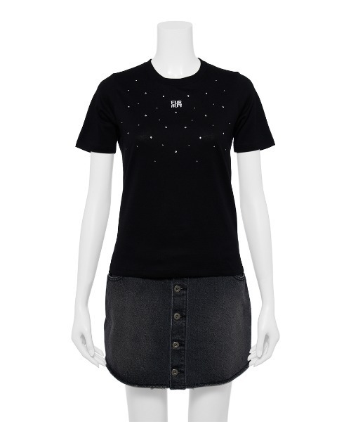 FURFUR(ファーファー)の「【WEB限定】ビジュー付きロゴ刺繍Tシャツ(Tシャツ/カットソー・レディース・ホワイト/ブラック/ピンク・FREE)」の5枚目の写真