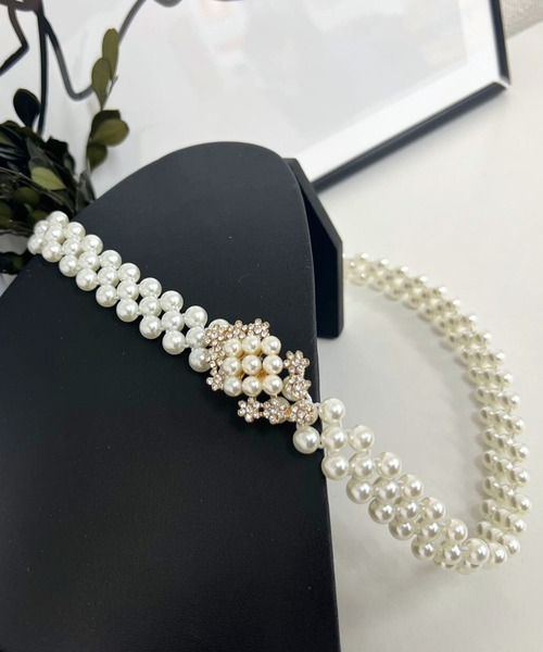 CELEN（セレン）の「ビジュー＆パールベルト【オケージョン ドレス小物】【ゆかた飾り紐 帯飾り 浴衣小物】（ベルト・レディース・シルバー/シャンパン・FREE）」の2枚目の写真