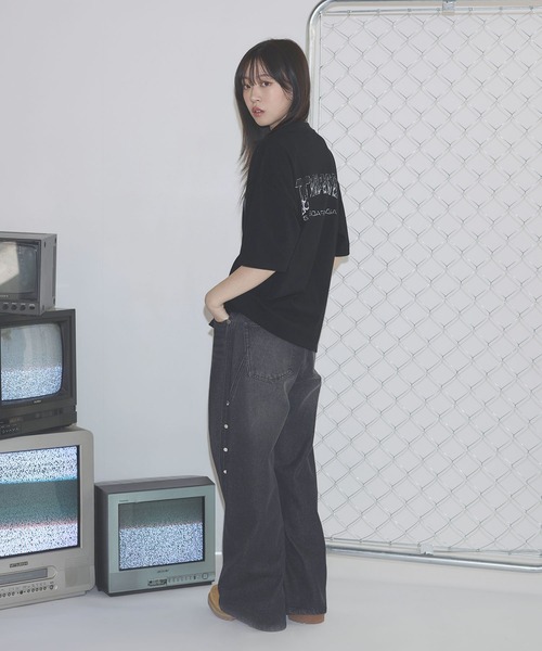THRASHER(スラッシャー)の「THRASHER×MSG 別注 ボックスシルエット 加工プリント 半袖Tシャツ(Tシャツ/カットソー・メンズ・ブラック/ホワイト/チャコール・S/M/L/XL)」の8枚目の写真