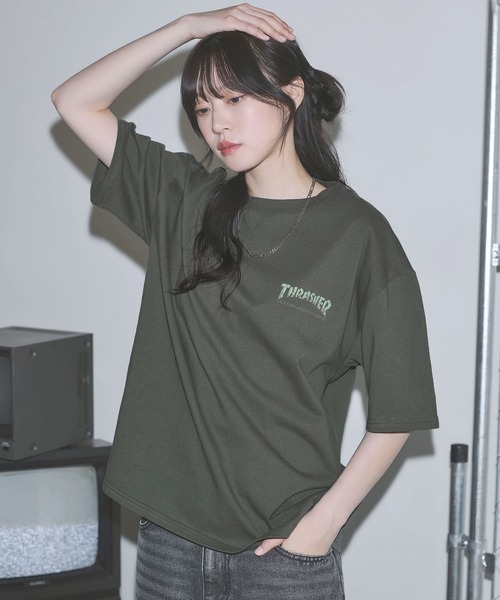 THRASHER(スラッシャー)の「THRASHER×MSG 別注 ボックスシルエット 加工プリント 半袖Tシャツ(Tシャツ/カットソー・メンズ・ブラック/ホワイト/チャコール・S/M/L/XL)」の11枚目の写真
