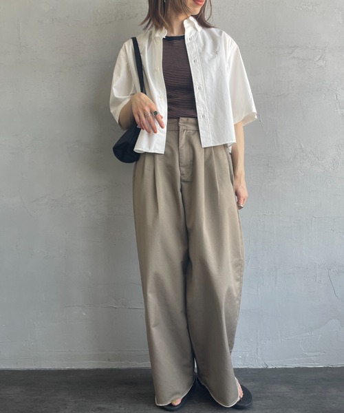 GYMPHLEX（ジムフレックス）の「[GYMPHLEX/ジムフレックス] ボタンダウン タイプライターショートスリーブシャツ（シャツ/ブラウス・レディース・ホワイト/ピンク・12）」の15枚目の写真