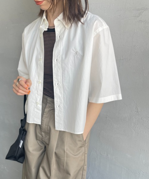 GYMPHLEX（ジムフレックス）の「[GYMPHLEX/ジムフレックス] ボタンダウン タイプライターショートスリーブシャツ（シャツ/ブラウス・レディース・ホワイト/ピンク・12）」の16枚目の写真