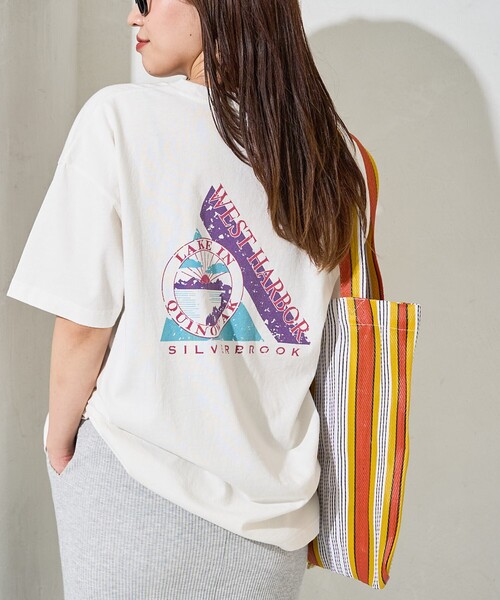 【 Jeans】バック ロゴ プリント 半袖Tシャツ（送料込み) セール】限定展開 ビンテージ加工ロゴバックプリント半袖Tシャツ