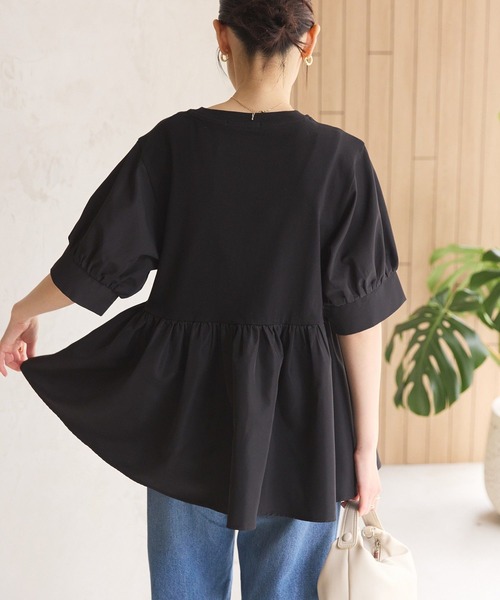 AMERICAN HOLIC（アメリカンホリック）の「異素材切替ペプラムプルオーバー（Tシャツ/カットソー・レディース・アイボリー/ライトベージュ/ブラック・L/M）」の6枚目の写真