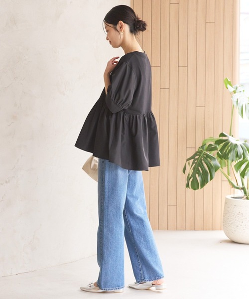 AMERICAN HOLIC（アメリカンホリック）の「異素材切替ペプラムプルオーバー（Tシャツ/カットソー・レディース・アイボリー/ライトベージュ/ブラック・L/M）」の8枚目の写真