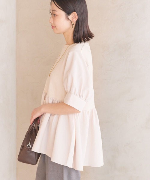 AMERICAN HOLIC（アメリカンホリック）の「異素材切替ペプラムプルオーバー（Tシャツ/カットソー・レディース・アイボリー/ライトベージュ/ブラック・L/M）」の10枚目の写真