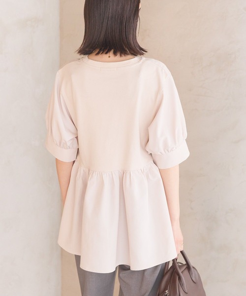 AMERICAN HOLIC（アメリカンホリック）の「異素材切替ペプラムプルオーバー（Tシャツ/カットソー・レディース・アイボリー/ライトベージュ/ブラック・L/M）」の12枚目の写真