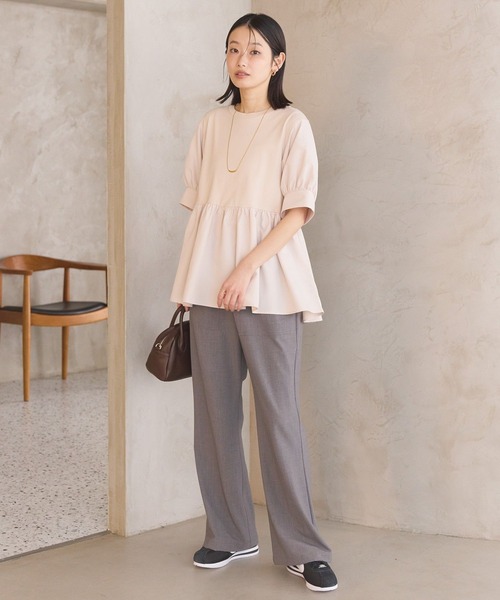 AMERICAN HOLIC（アメリカンホリック）の「異素材切替ペプラムプルオーバー（Tシャツ/カットソー・レディース・アイボリー/ライトベージュ/ブラック・L/M）」の13枚目の写真