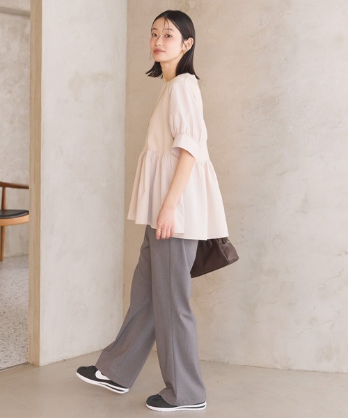 AMERICAN HOLIC（アメリカンホリック）の「異素材切替ペプラムプルオーバー（Tシャツ/カットソー・レディース・アイボリー/ライトベージュ/ブラック・L/M）」の14枚目の写真