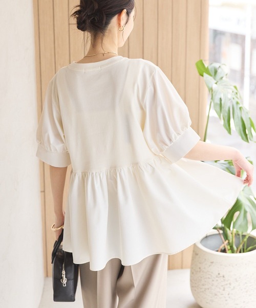 AMERICAN HOLIC（アメリカンホリック）の「異素材切替ペプラムプルオーバー（Tシャツ/カットソー・レディース・アイボリー/ライトベージュ/ブラック・L/M）」の17枚目の写真