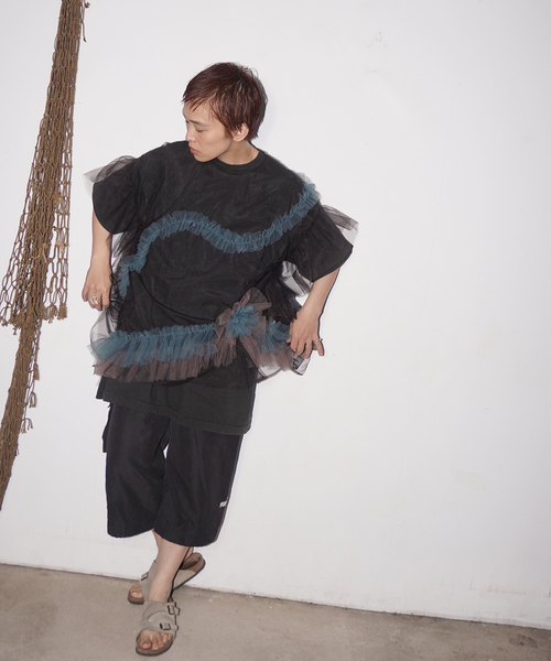 YOU LOOK GOOD×JS】 チュールオーバープルオーバー（シャツ