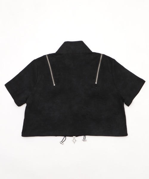 Figments（フィグメンツ）の「半袖クロップドショルダーZIPトップ（シャツ/ブラウス・レディース・ブラック/スミクロ・FREE）」の12枚目の写真